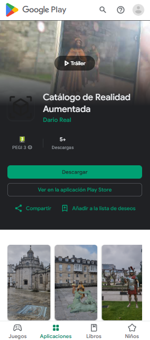 App Catálogo de Realidad Aumentada Android